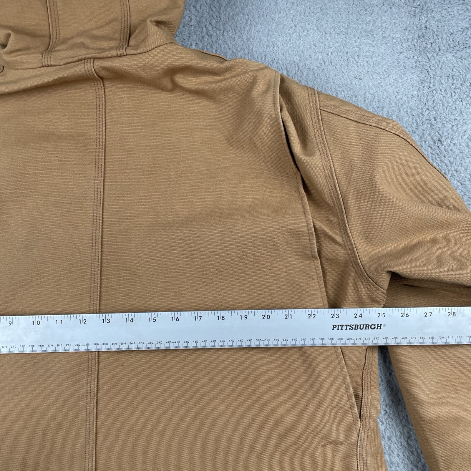Carhartt Jacket Zip Up Hoodie Caramel Brown Fleece Lined Triple Stitched Large