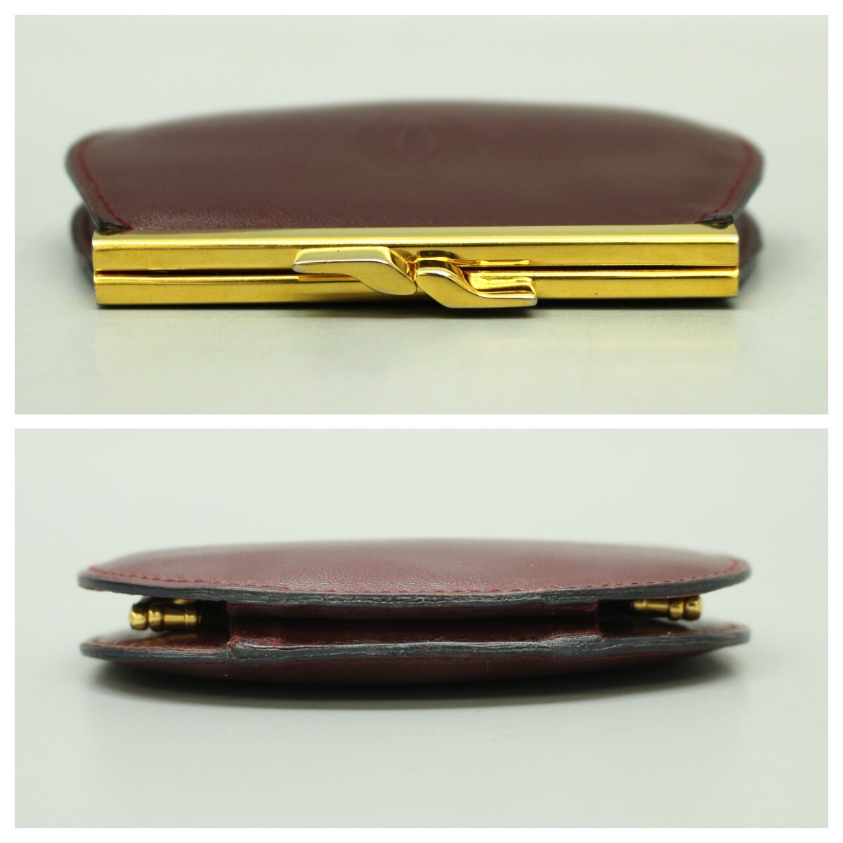 Cartier Vintage Coin Case Gama-guchi Leather Bordeaux Burgundy Coin Case 114