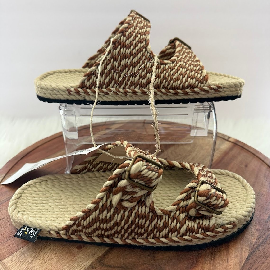 Nomadic State of Mind Romano Rope Sandals Camel Cream Vegan Slides Womens 9 NEW