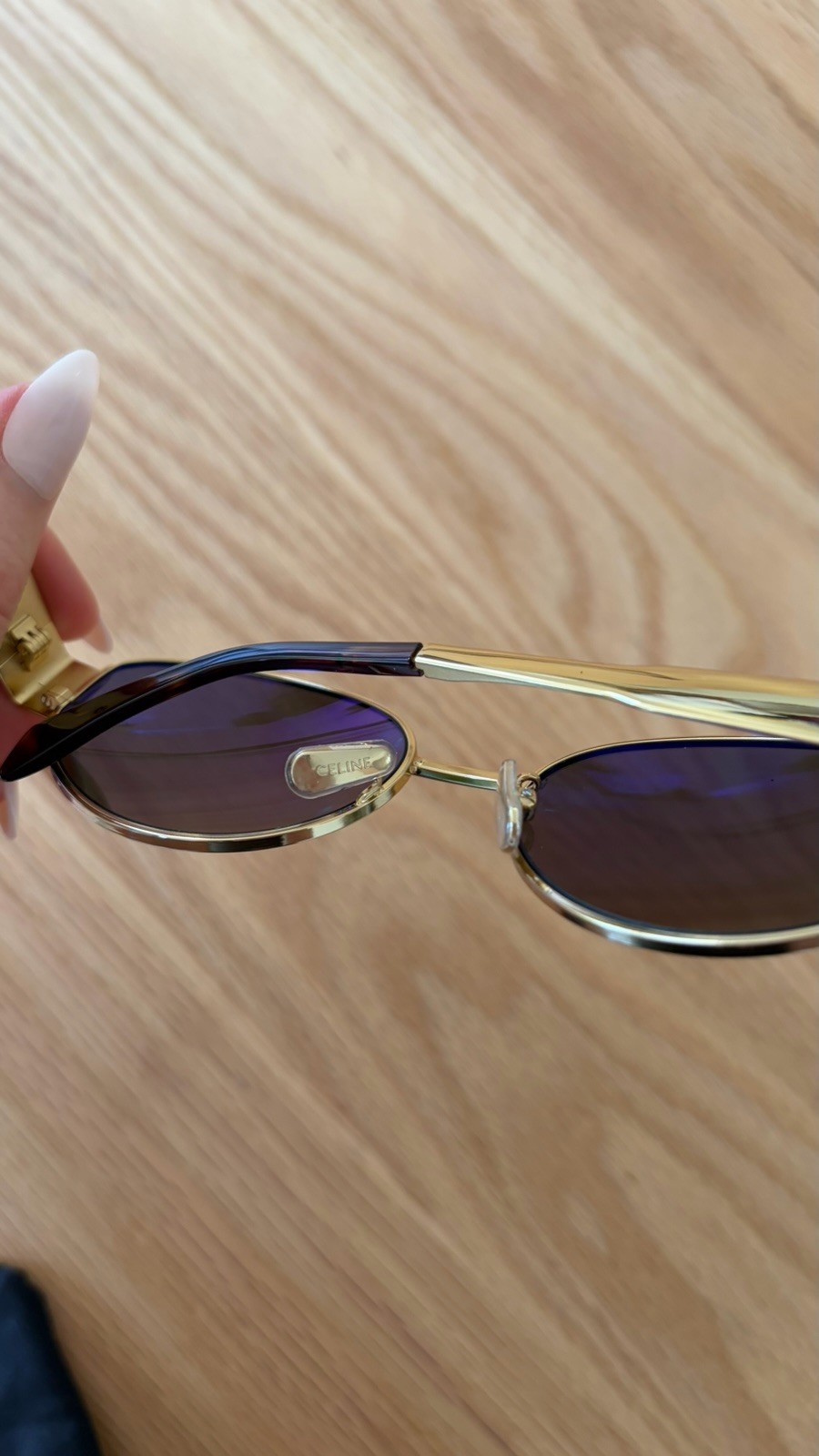 CELINE TRIOMPHE METAL 01 SUNGLASSES IN GOLD METAL WITH LEATHER POUCH BAG