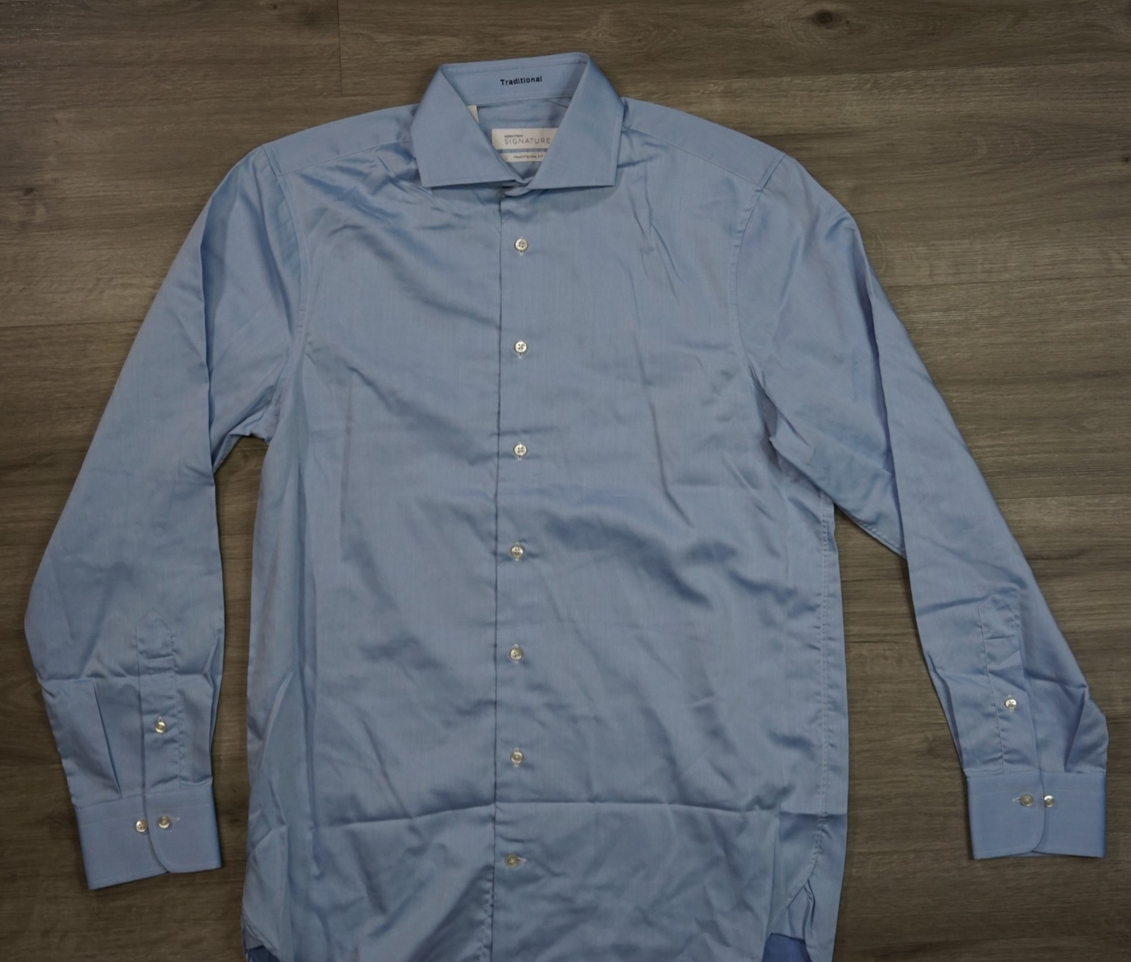 New Nordstrom Signature Traditional Fit Dress Shirt Men’s 15.5 Blue Twill Cotton