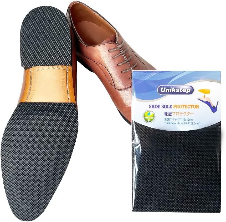Unikstep 4 Pieces Shoe Sole Protectors, Bottom and Heel Anti Slip Black