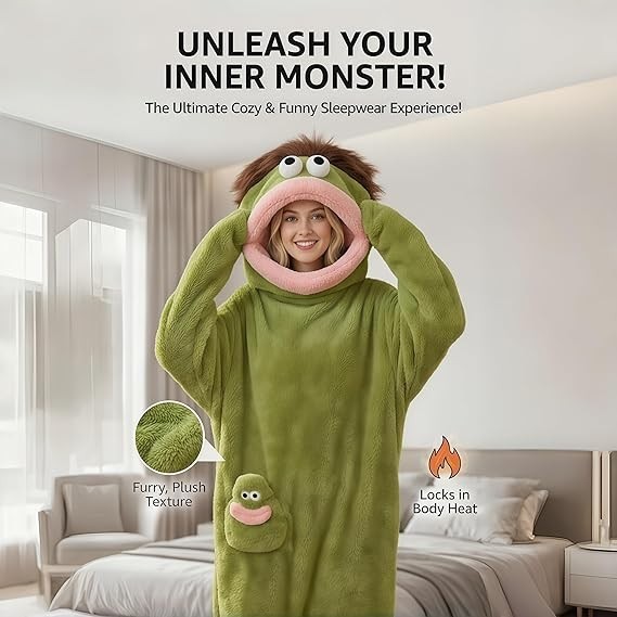 Free Ship Monster Silly Pajamas Funny Costumes Wearable Fancy Dress Fleece Cozy