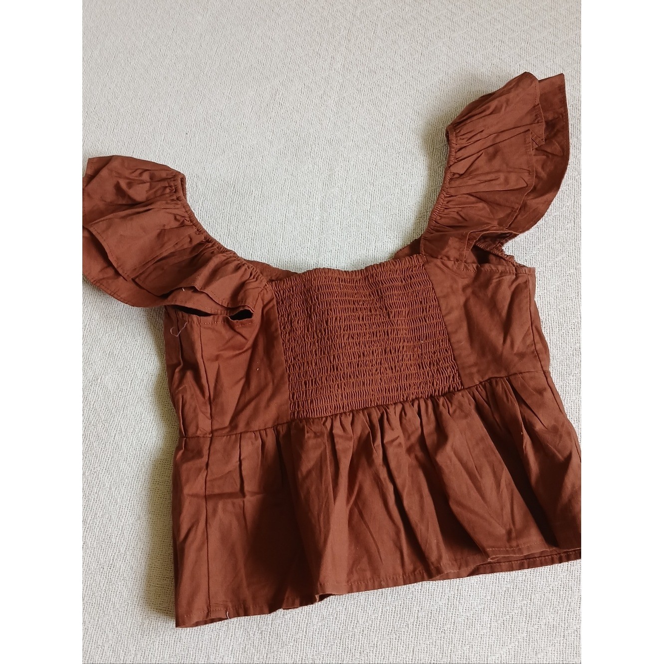 a&f cotton poplin ruffle top medium milkmaid earty rustic peasant fairy festiv
