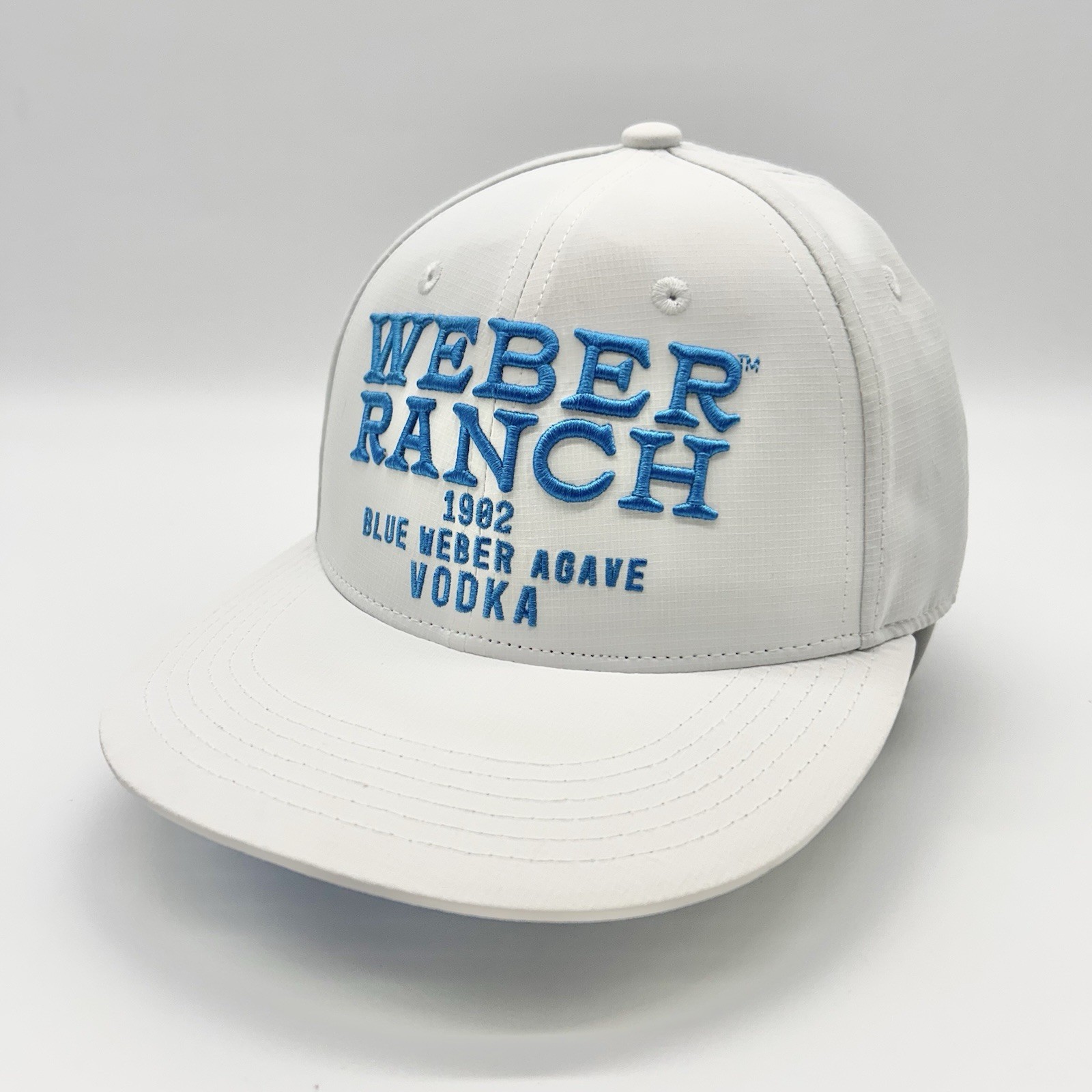 Weber Ranch Snapback Hat Cap White Blue Mesh Trucker Vodka Adjustable