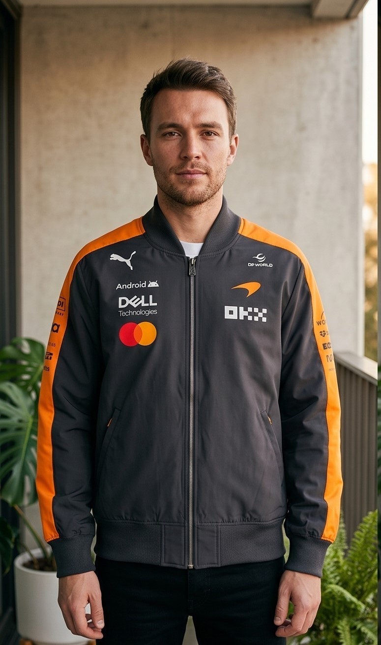 McLaren F1 PUMA 2026 Team Bomber Jacket Black Orange Racing Motorsport Unisex