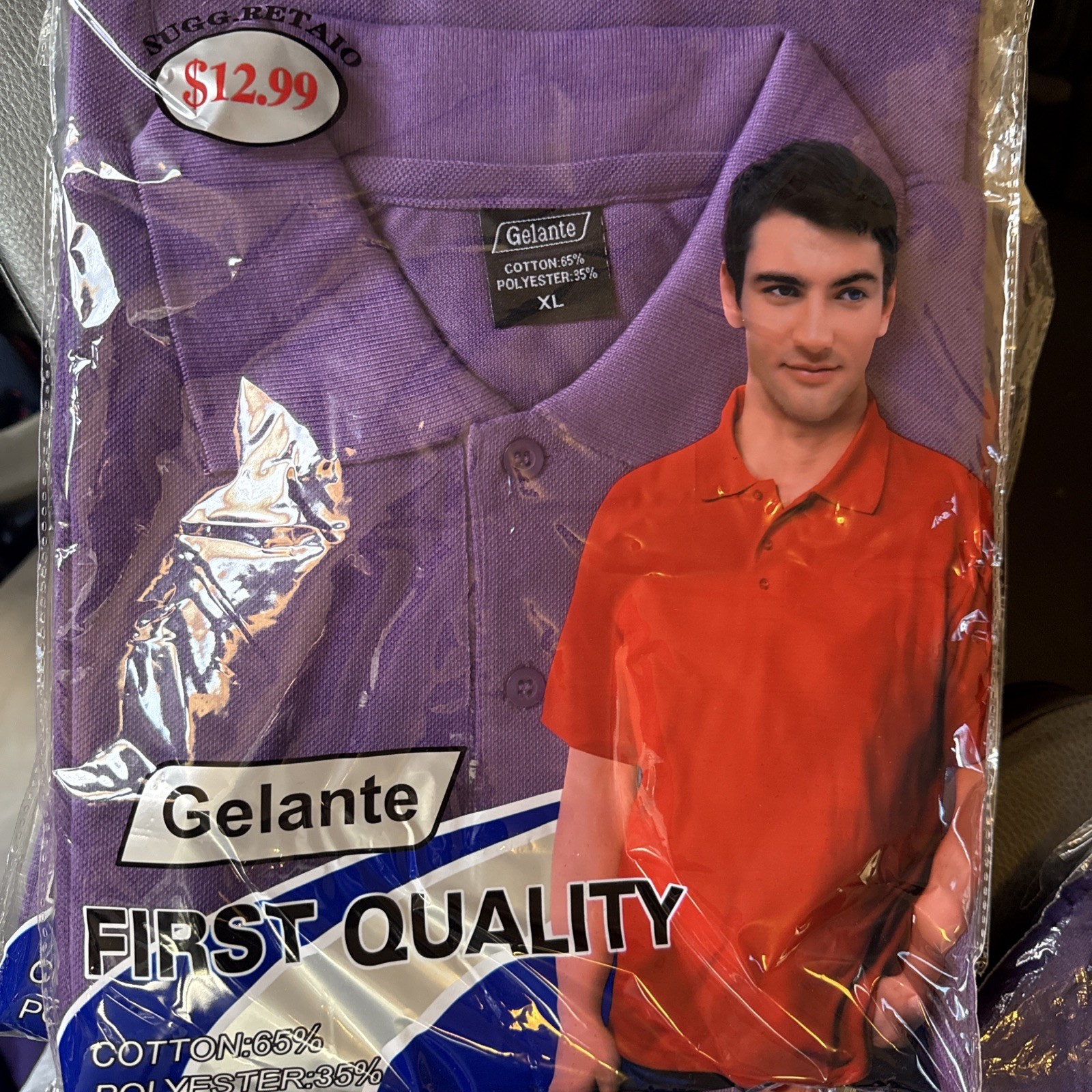 Gelante First Quality Polo Golf Shirt Size Medium New in Package-Light Blue