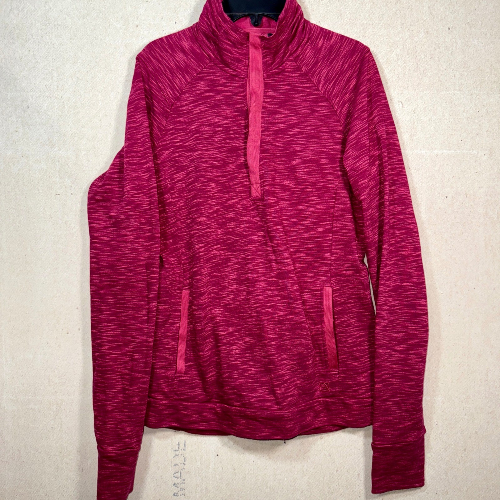 Avalanche Women’s Pink Marled Fleece Pullover Snap Neck Size S Cozy