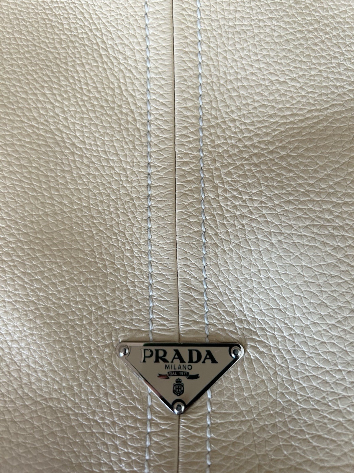Prada Vitello Daino Leather Shoulder Bag | Ivory Beige | Made in Italy