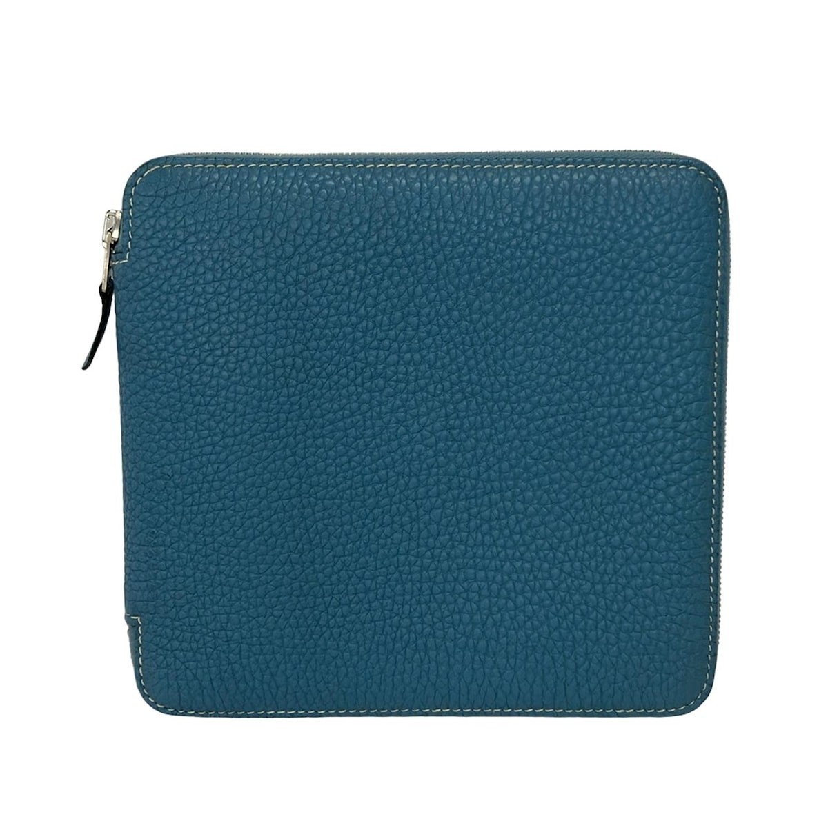 HERMES saxe blue Taurillon Clemence Square G Accessory Case