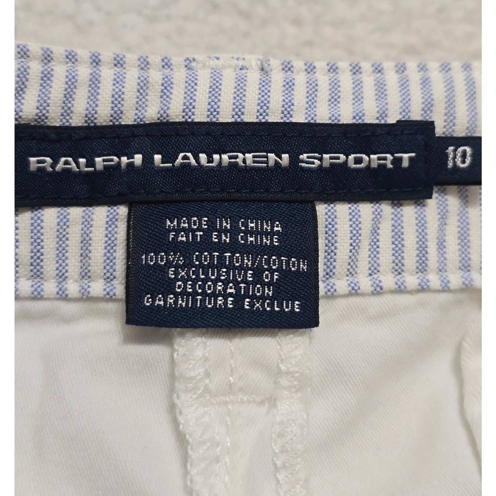 Ralph Lauren Sport Womens White Cotton Chino Pants Size 10 Embroidered Pony Logo