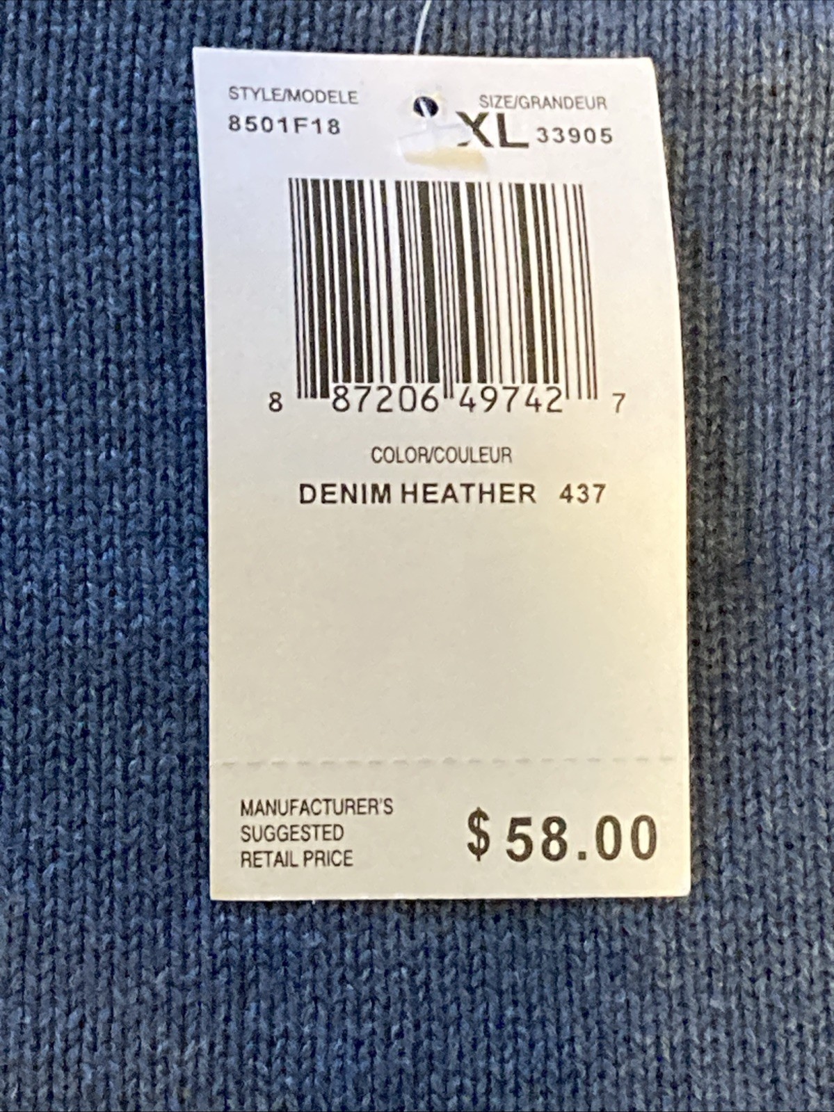 Jeanne Pierre Womens XL Knit Sweater Classic Gorpcore Denim Heather Blue Cotton