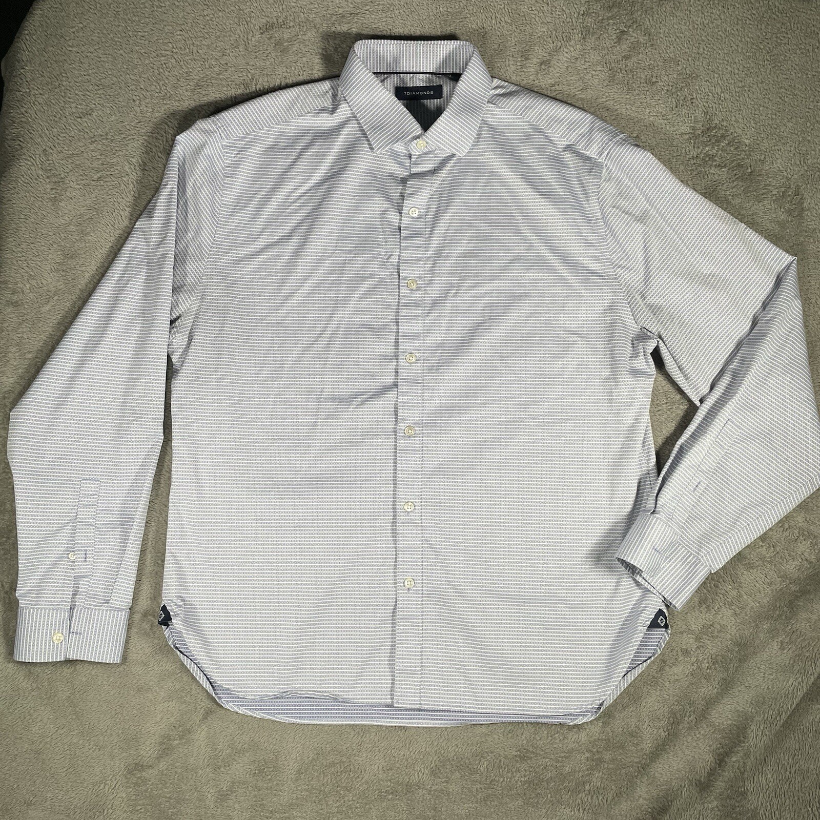 7Diamonds Shirt Mens XL Sky Blue Performance Stretch Dress Button Up Geometric