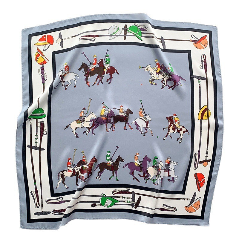 100% Pure Silk Square Scarf Women Neckerchief Wrap Kerchief Bandana Horse 68*68