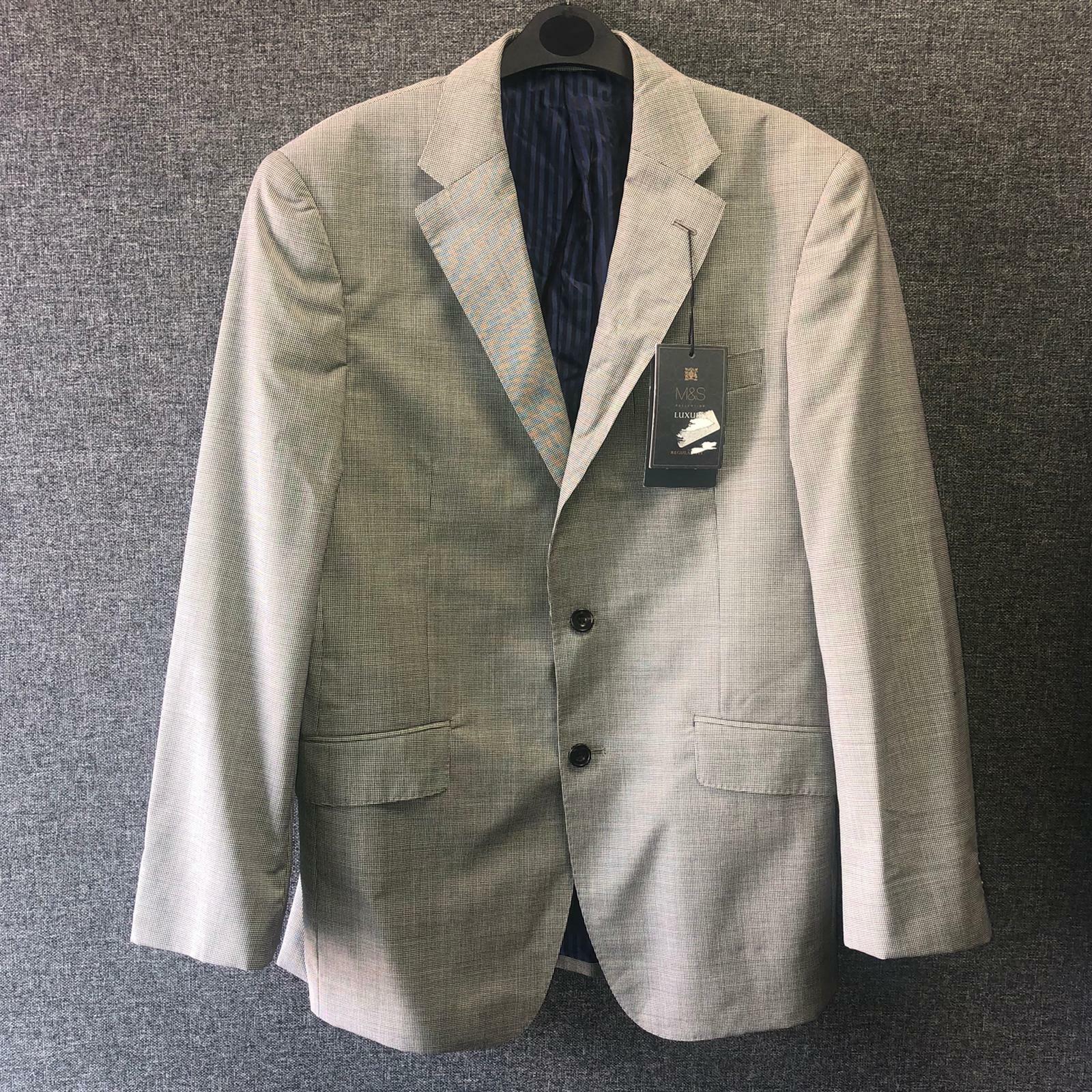 M&S Wool 2 Button Mini Houndstooth Suit 38 TD016 MM 07