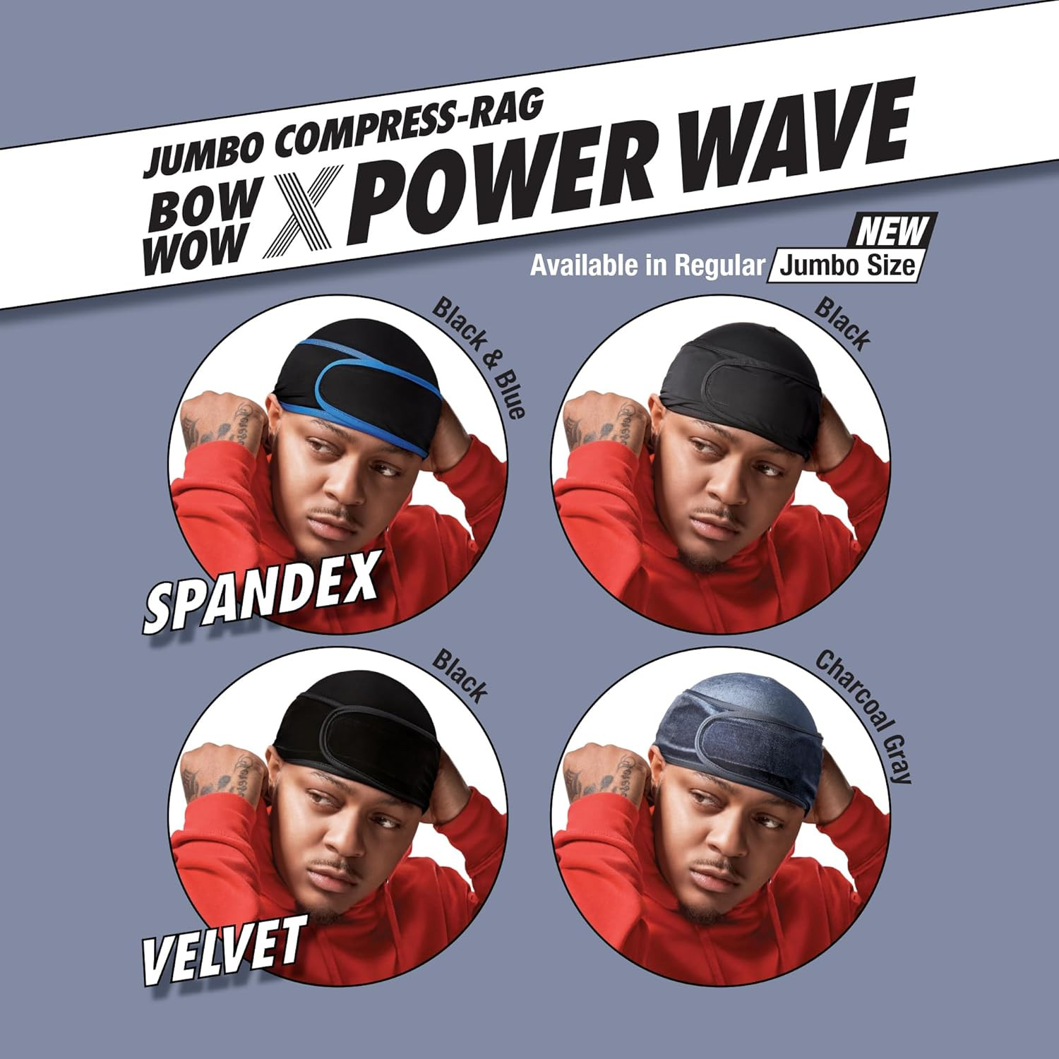 Premium Bow Wow X Power Wave Durag, 360 Wave Compression Cap for Men & Women, Ad