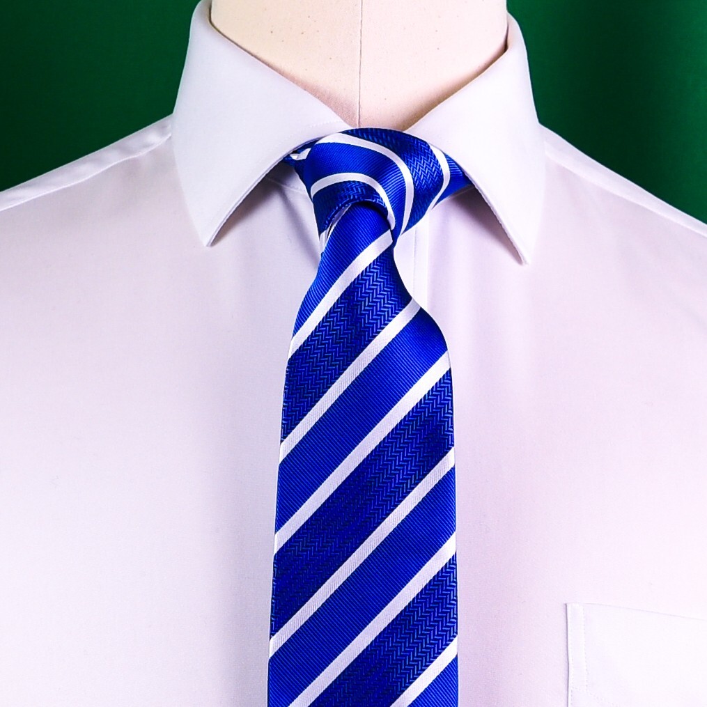 Blue White Striped Classic Width Tie 8cm Necktie Standard Wide Top Boss Fashion