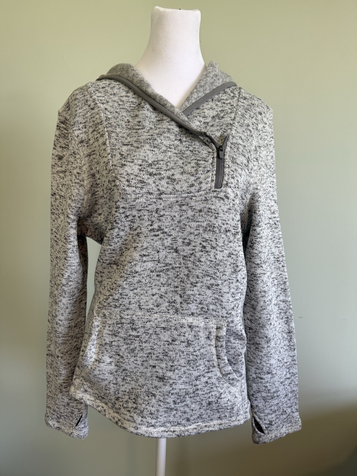 Kyodan Gray Freedom Trail Cross Neck Zip Hoodie Sweatshirt Womens Medium