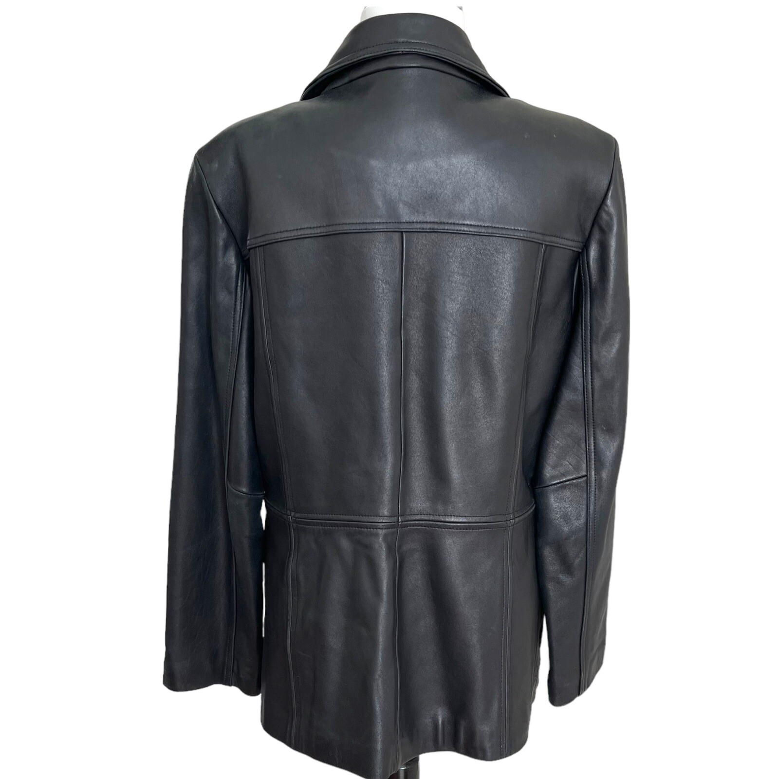 Vintage Colebook Black Leather Jacket Womens L Moto Biker Minimalist 90s