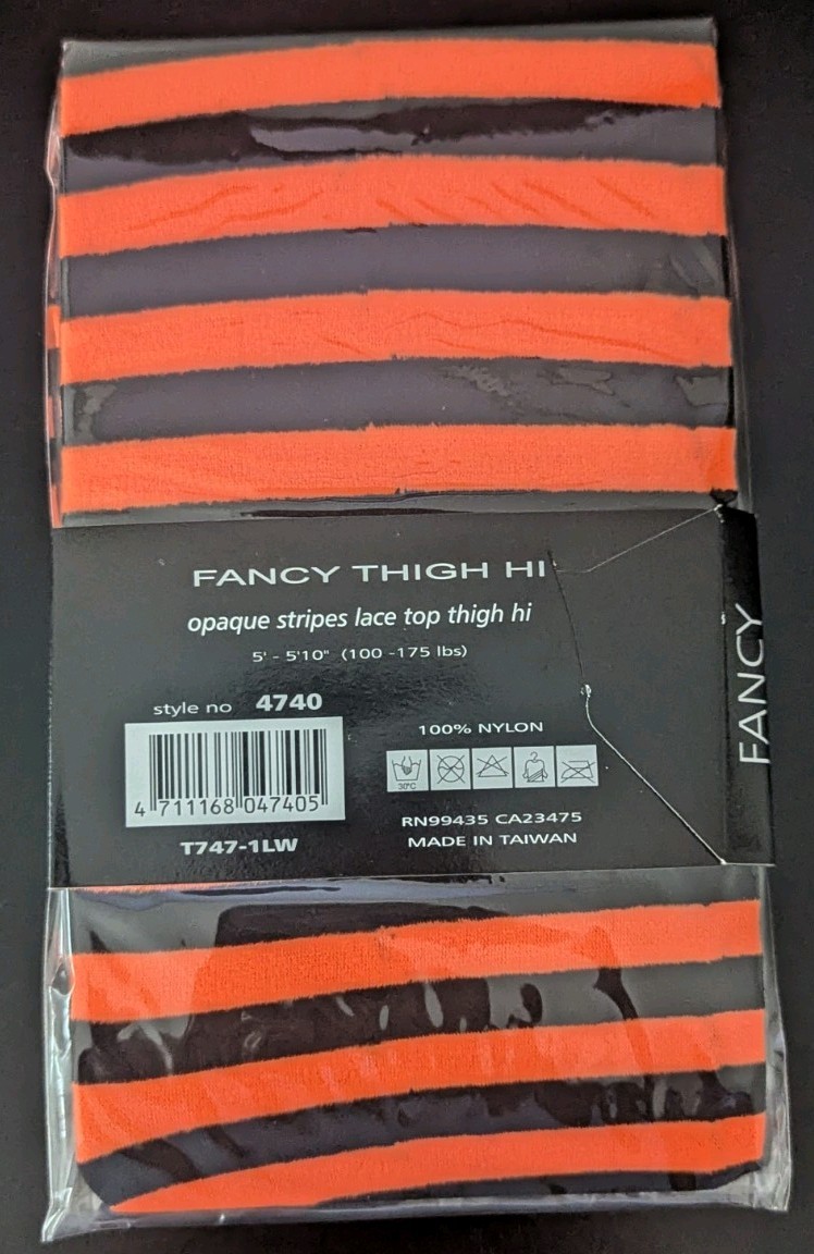 Music legs Halloween Thigh High Tights Orange And Black One Size Fits Most