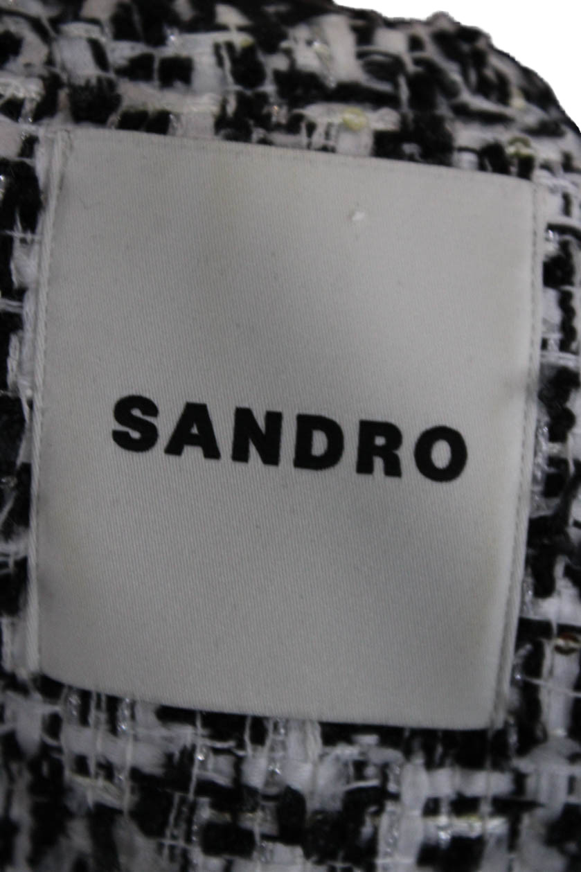 Sandro Womens Basic Jacket Black Polyester Abstract Hook & Loop Size 36