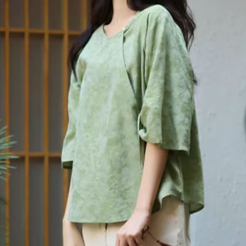 Spring Ancient Chinese Style Womens Han Fu Tang Zhuang Short Tops Blouse Shirts