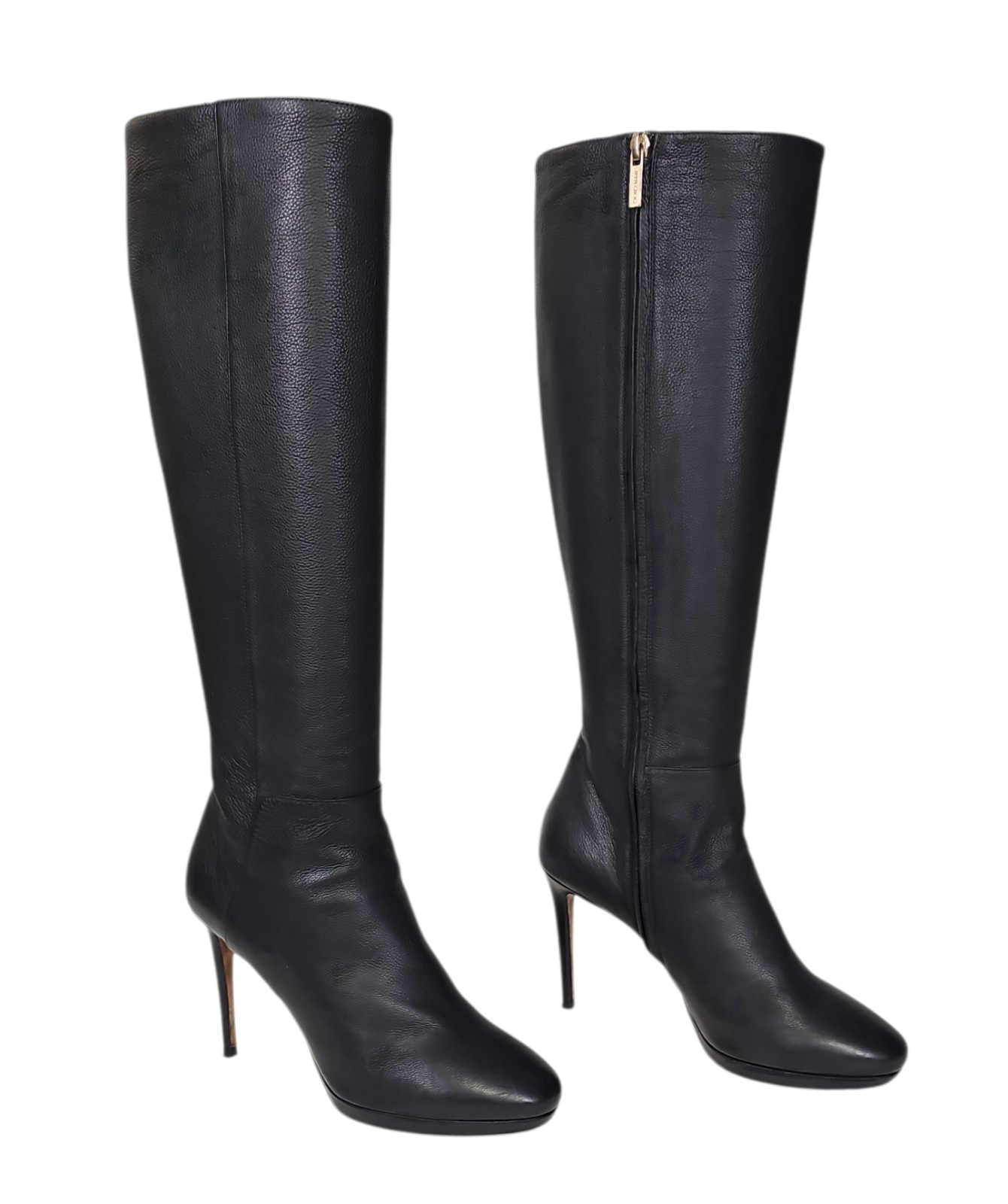 JIMMY CHOO Hoxton 100 Black Textured Leather Tall Boots 39 / 9 US