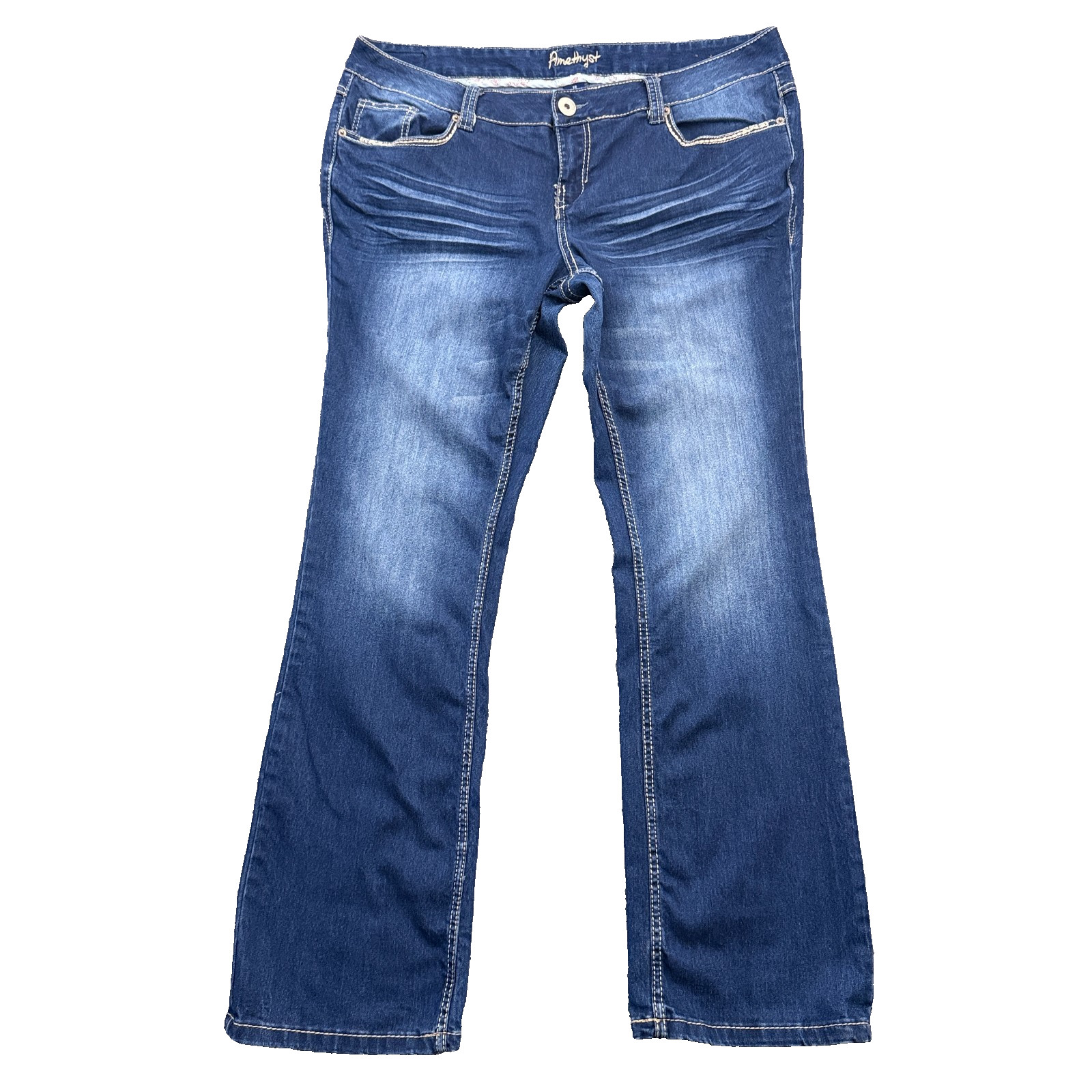 Amethyst Bootcut Jeans Womens 18 Stretch Blue Denim Flap Pocket Y2K Mid Rise