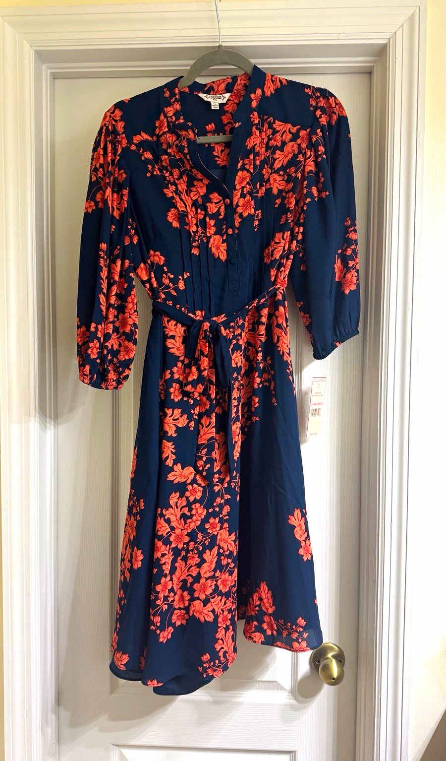 Nanette Nanette Lepore Women’s 10P Navy Coral Floral V-Neck Belted Dress