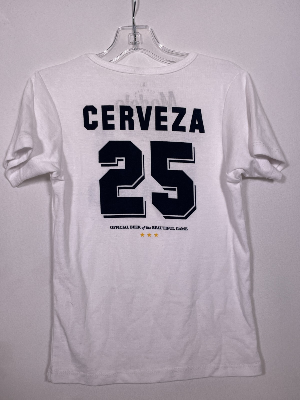 Cerveza Modelo Beer Est 1925 White Jersey Style Soccer T-Shirt Kids SMALL