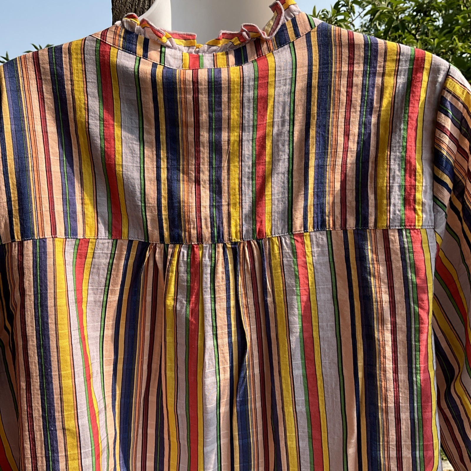 NWT$198 Johnny Was Calme Adrian Tasseled Pleated Ruffle Blouse SMALL Sample