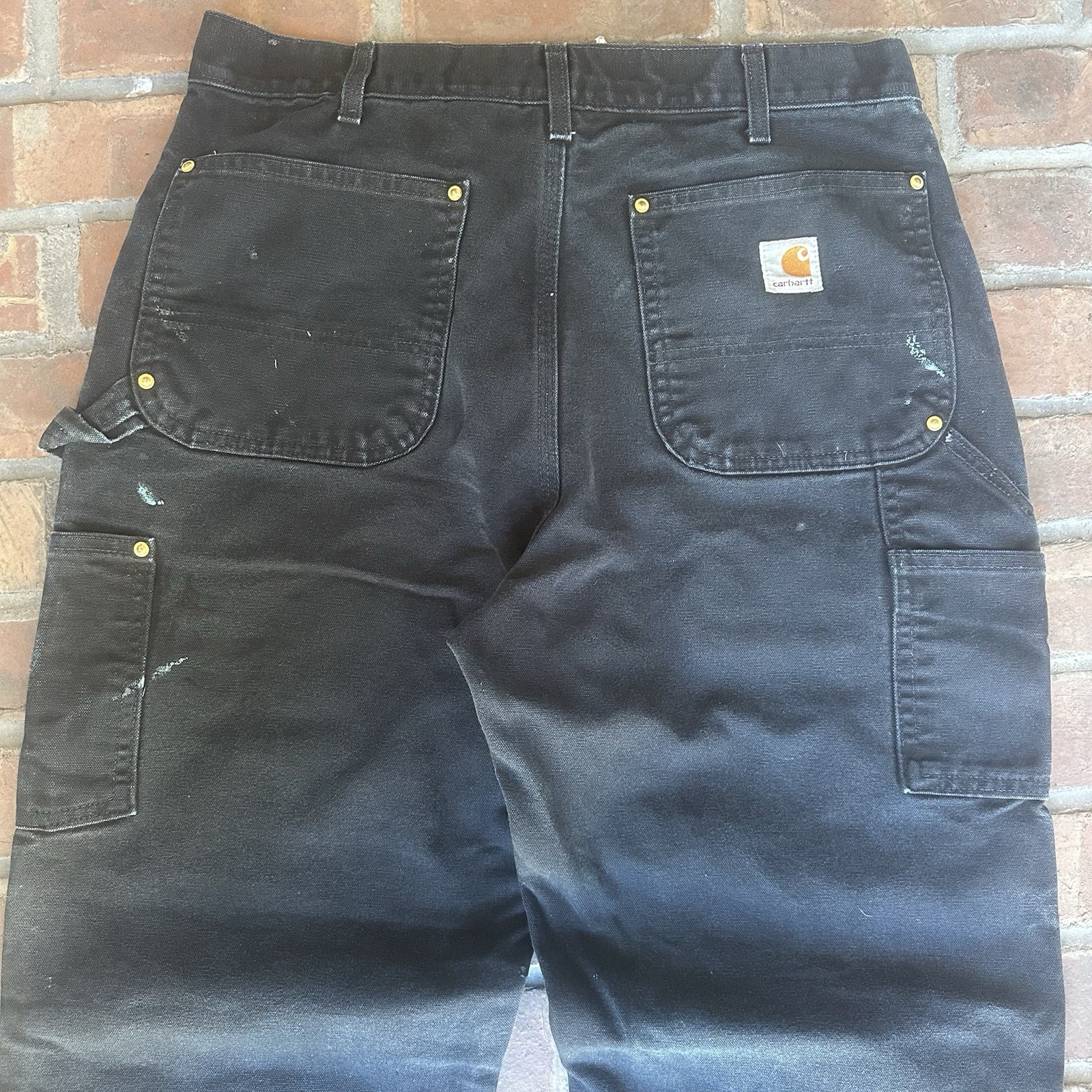 Vintage Black Carhart Double Knees Faded And Distressed Size:32×28