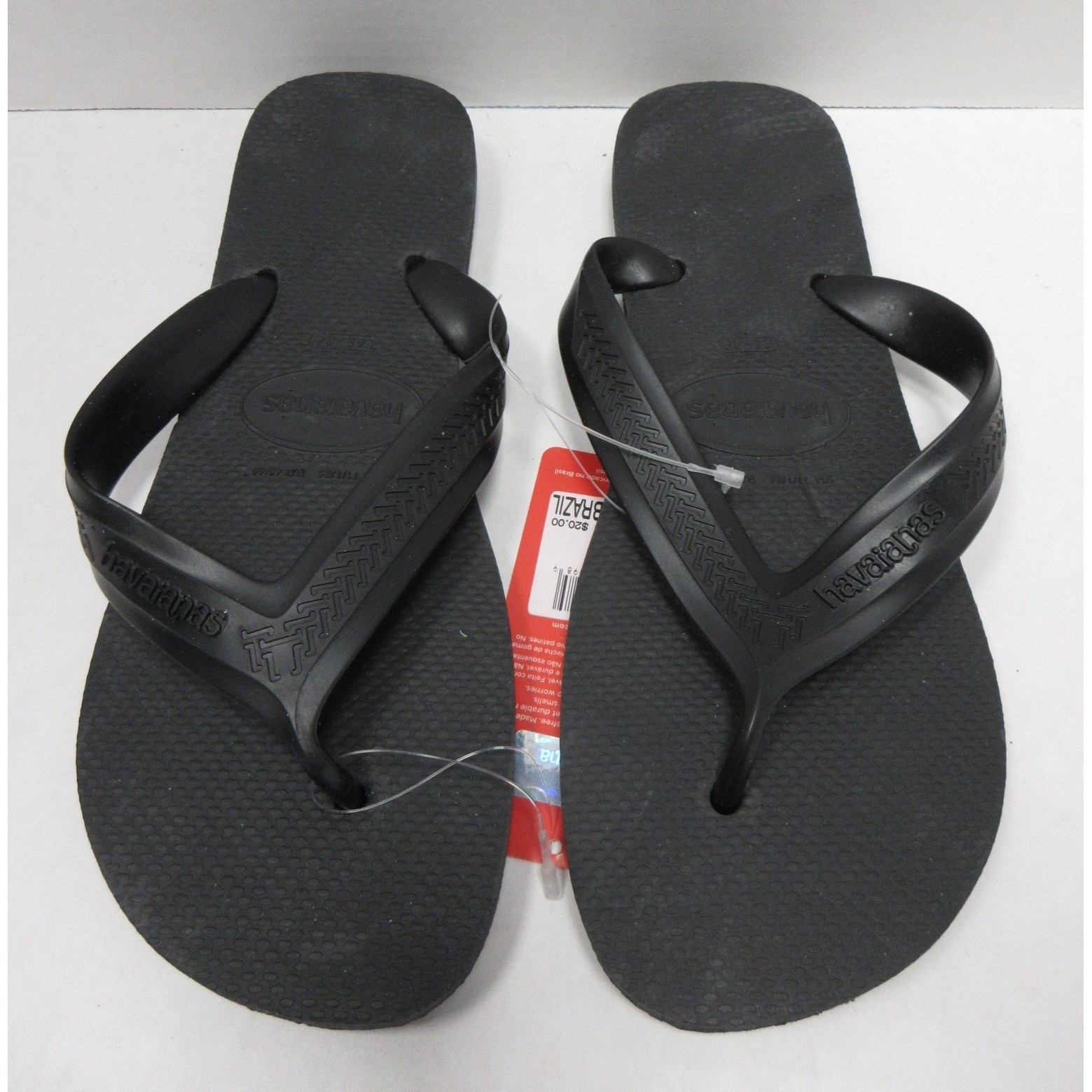 Havaianas Sandals Men 11 12 M Black Flip Flops Rubber Casual Beach Summer NEW
