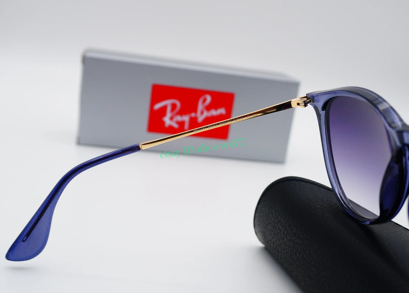 Ray-Ban Erika RB4171 Sunglasses Blue Frame Gray Gradient Lens Unisex 54mm 2N UV