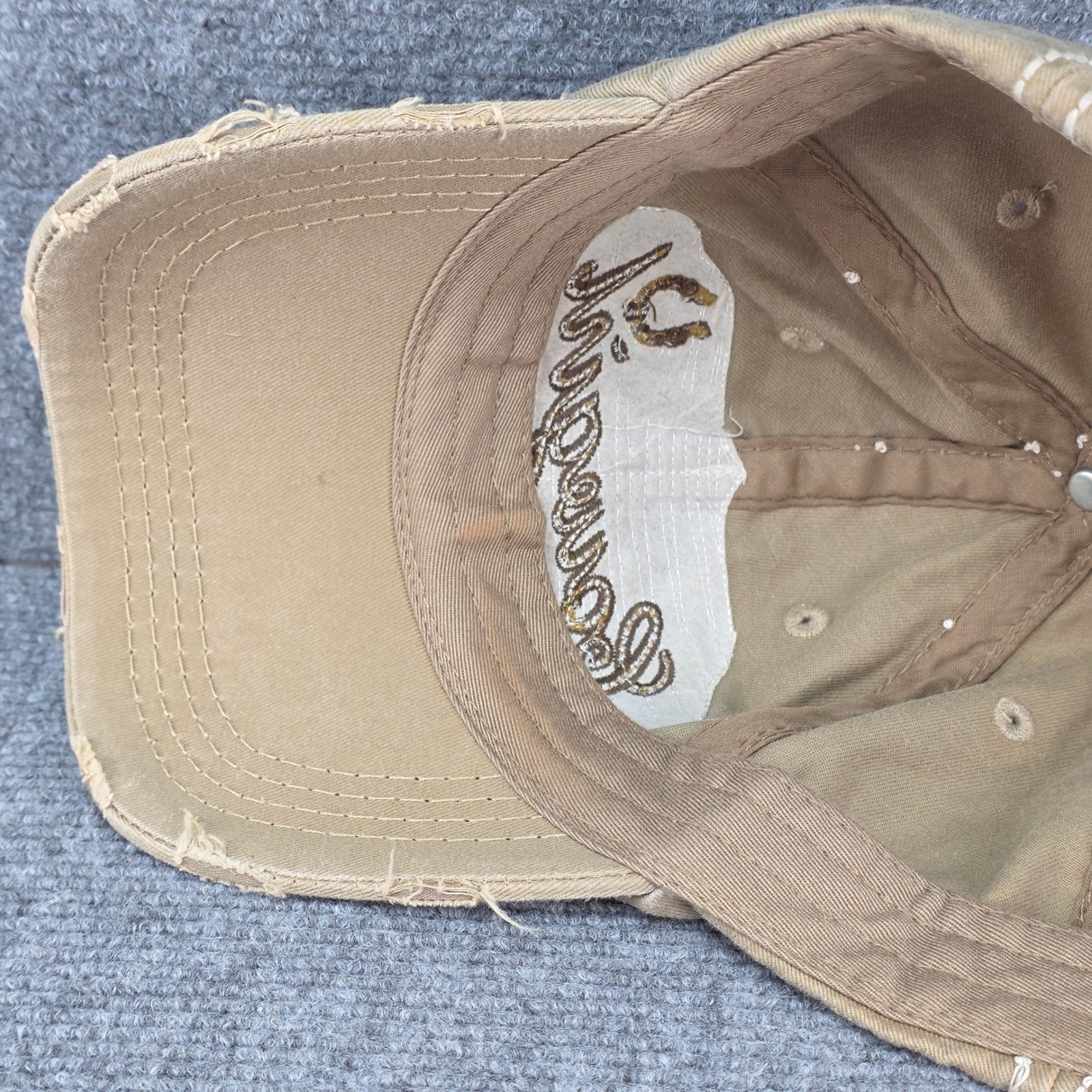 KBETHOS Hat Cap Womens Strap Back Tan Cowgirl Western Factory Distressed Grunge