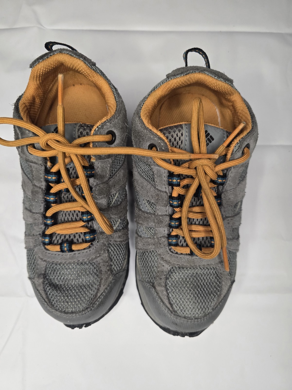 Columbia Boys Gray Suede Mesh Sneakers with Orange Lining Size 1
