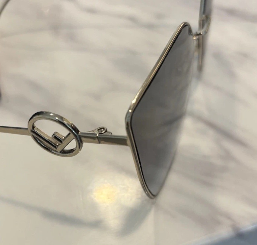 New! Womens FENDI FF 59MM Gradient Silver Logo Sunglasses- With Case$325