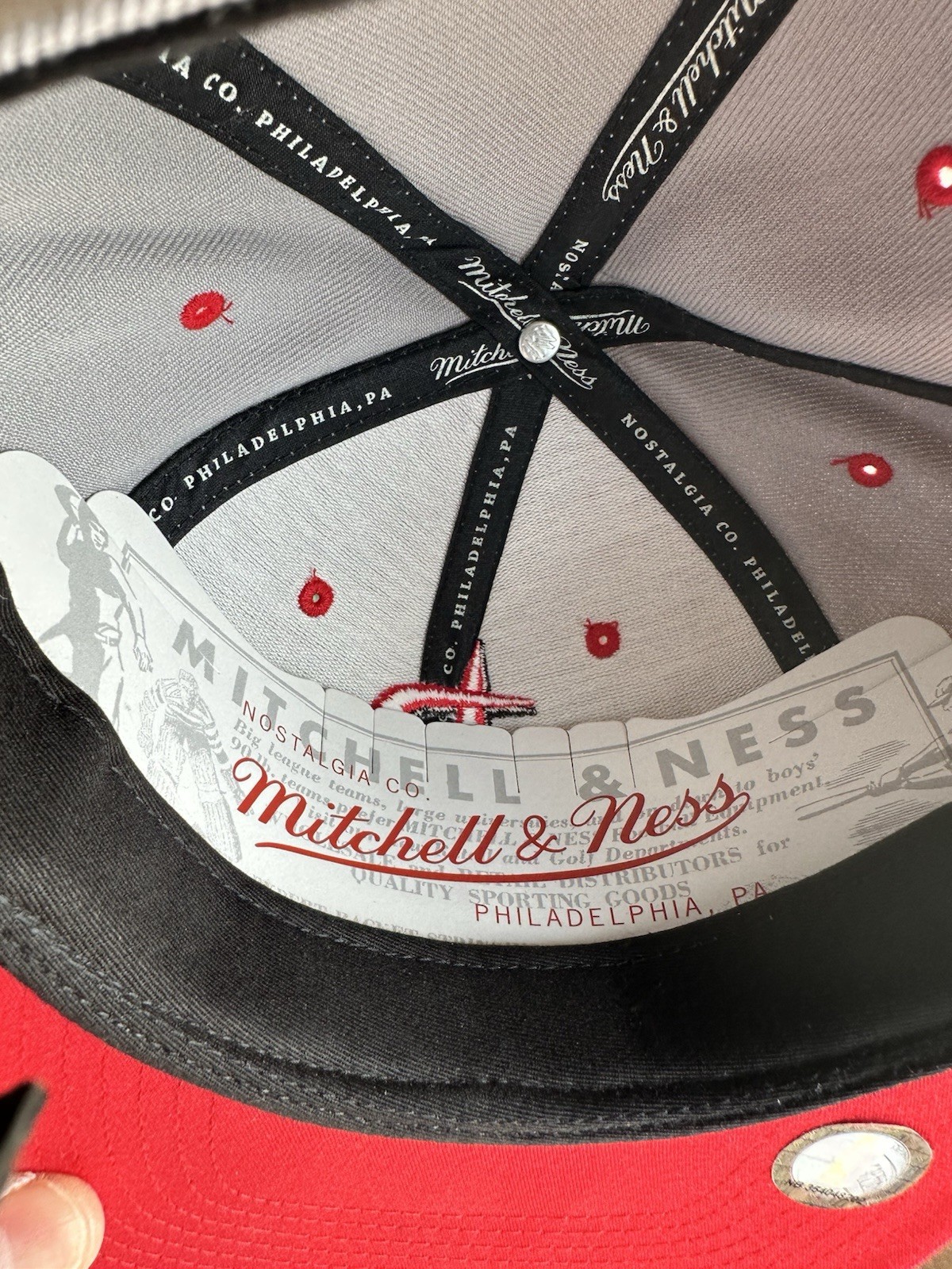 Mitchell And Ness Houston Rockets NBA Fitted Hat 7 3/8 Gray Black Red