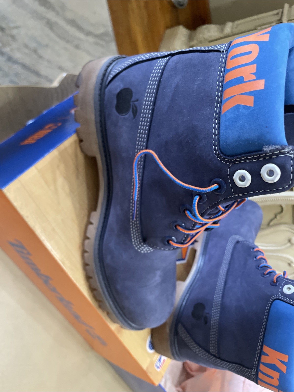 Timberland NBA New York Knicks Nubuck Lace-Up Ankle Work Boots Blue 8.5M