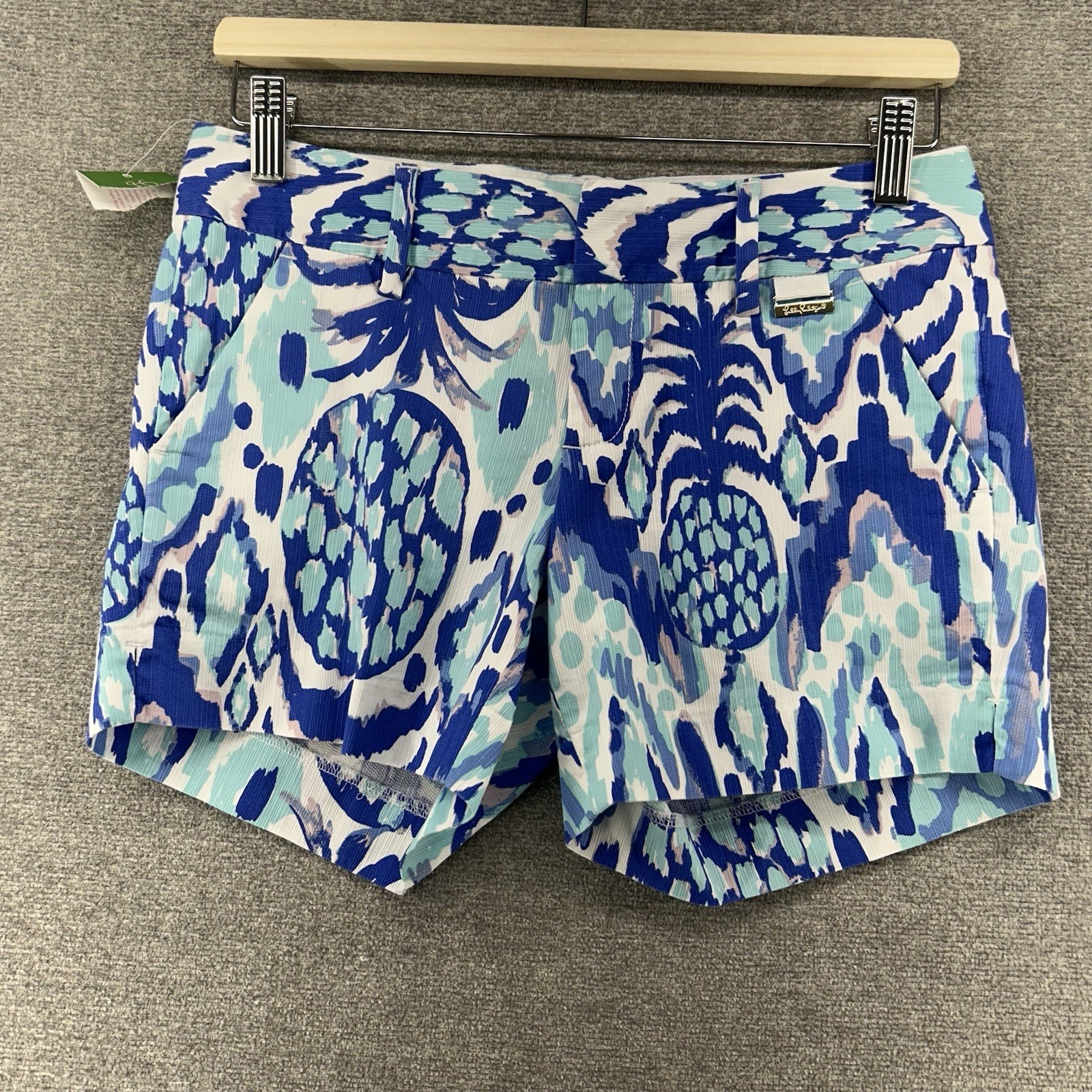 Lilly Pulitzer The Callan Shorts Women Size 00 Blue Pineapple Cotton Summer NEW