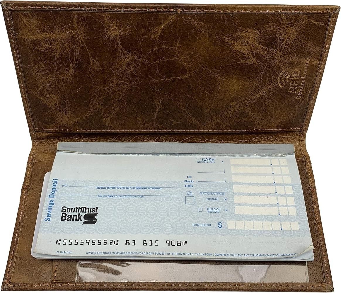 Cavelio Genuine Leather Checkbook Cover Wallet For Men & Women RFID Blocking