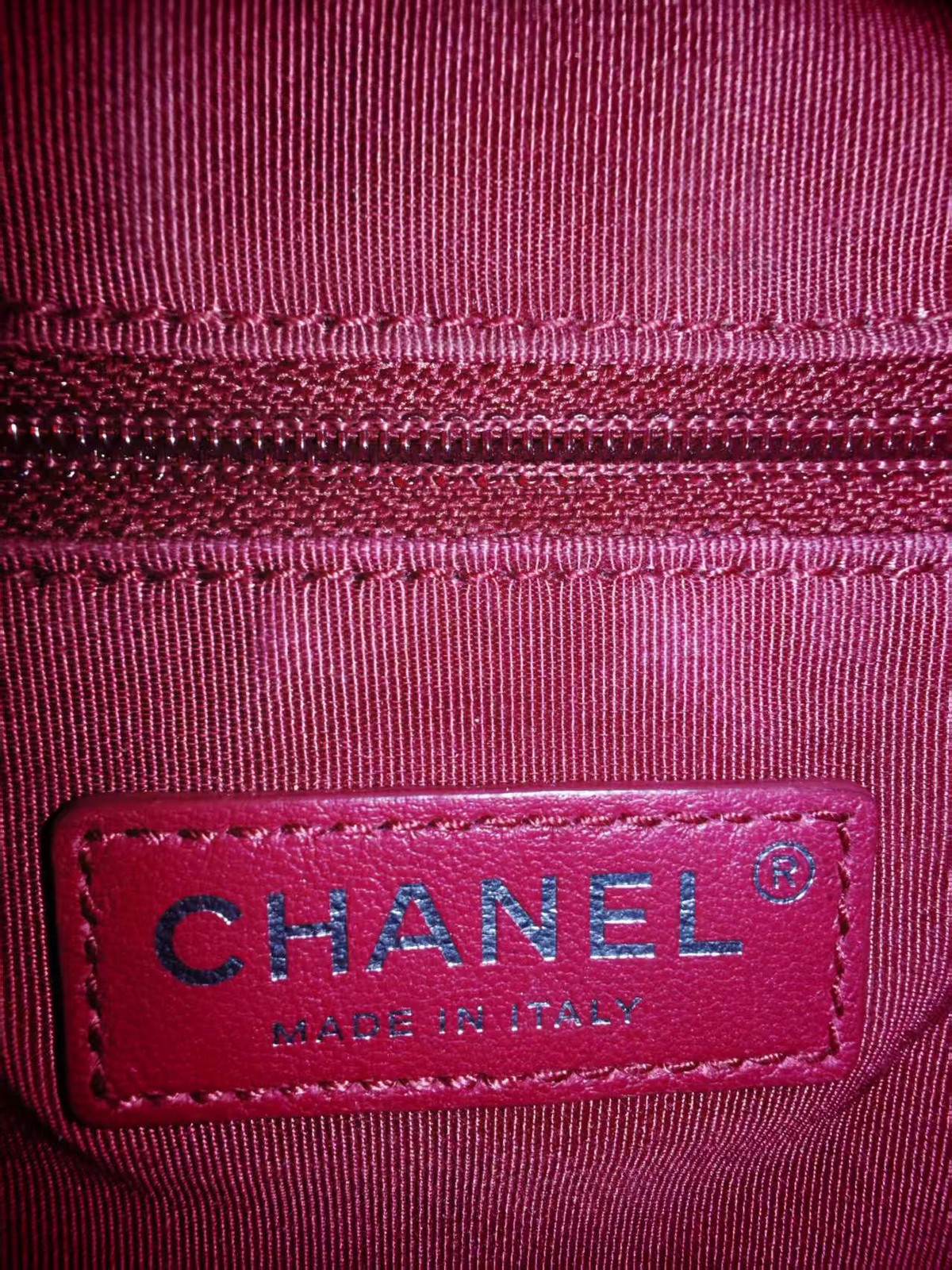 Chanel Gabrielle A91810 Red Chevron Calfskin Crossbody Bag with CC Charm