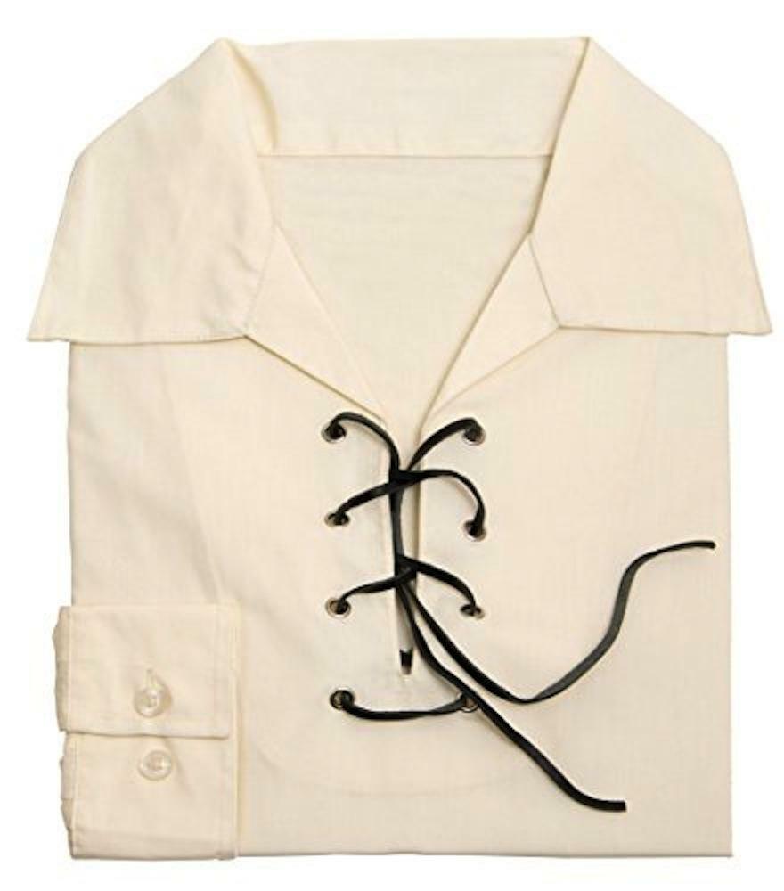 Deluxe Microfibre Jacobite Jacobean Ghillie Shirt in Cream / Ecru. Own Brand.