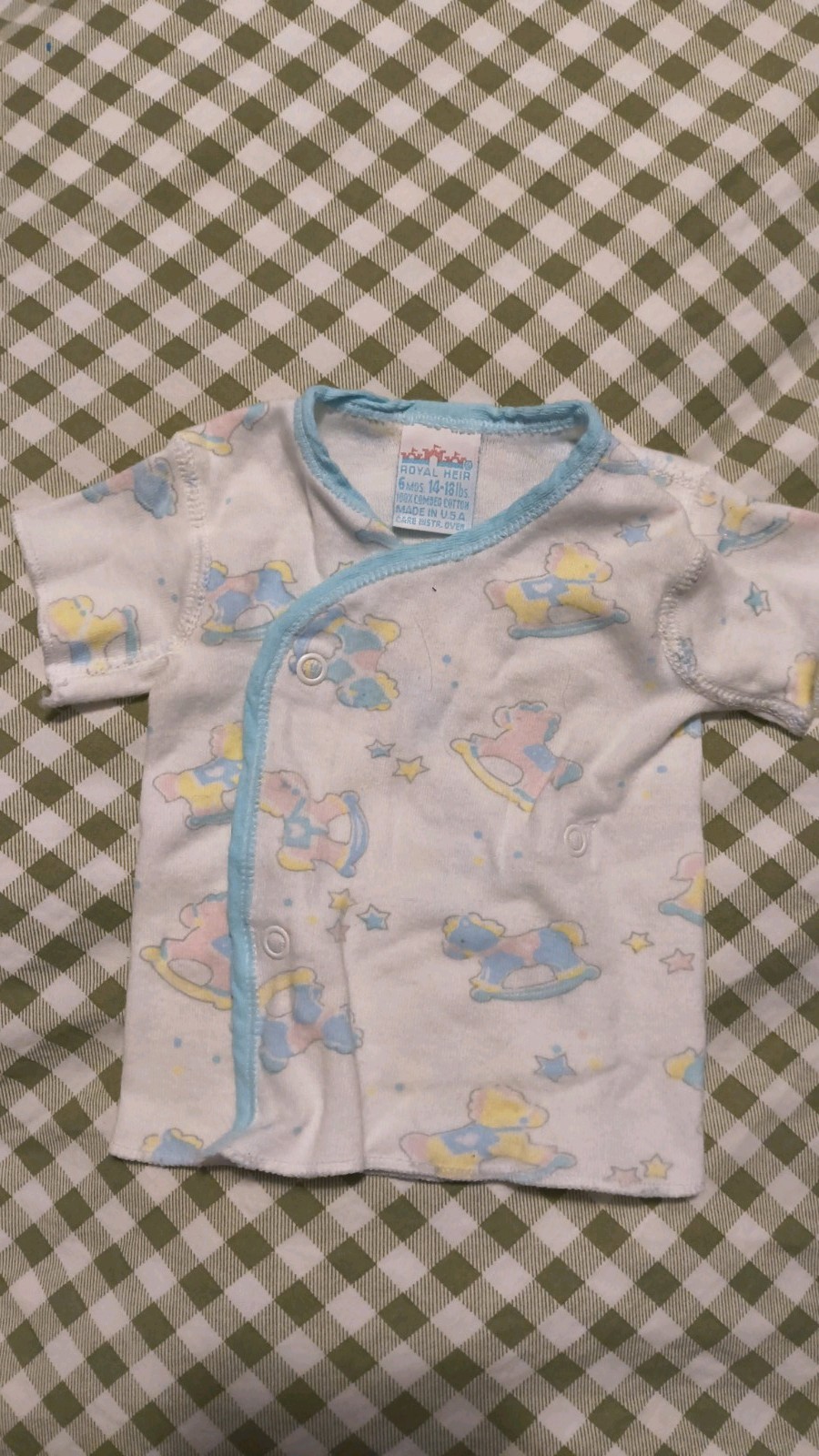 Curity, Royal Heir 3pc Baby Bodysuits. Blue/White Cotton Knit Animal Print Snap