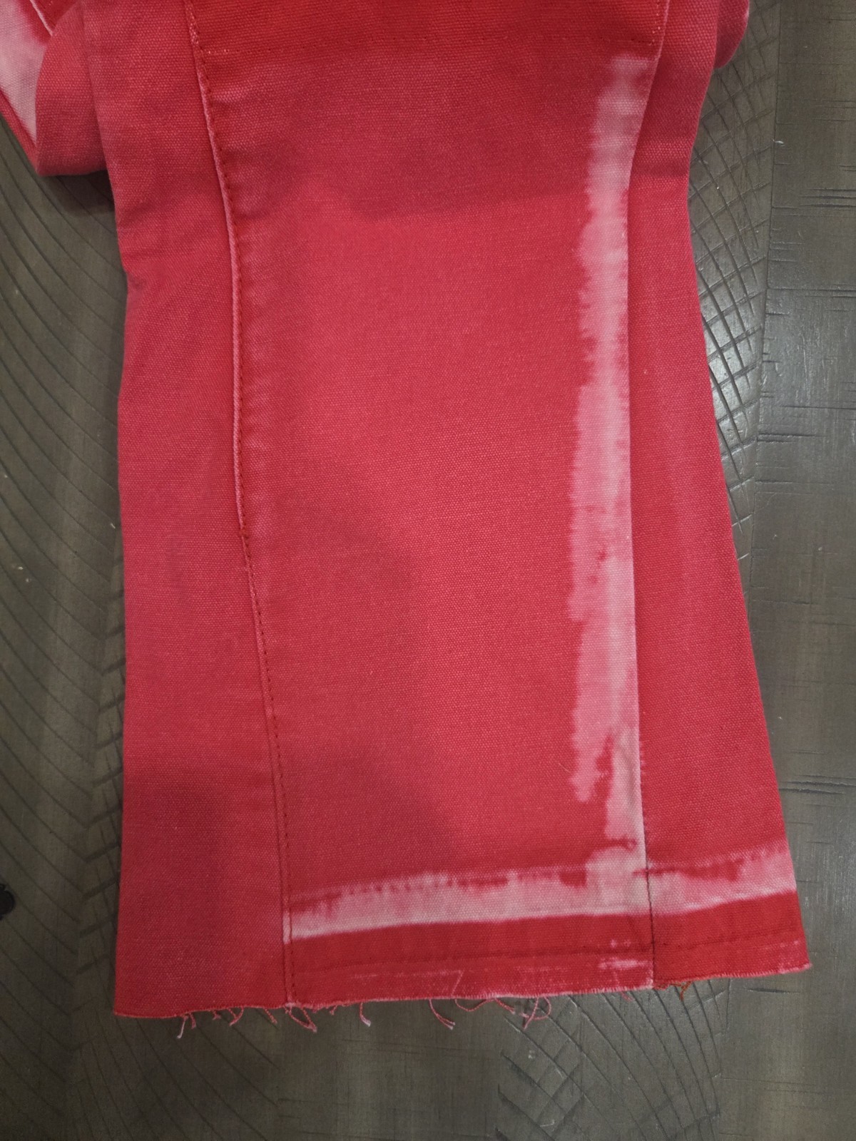 MNML NEW! Bright Red Button Fly Flared Leg Carpenter Jeans Sz 32