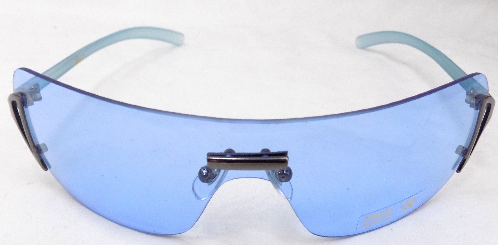 Ultra Stylish Rimless Blue Lens Sunglasses Silver Designer Look Lightweight