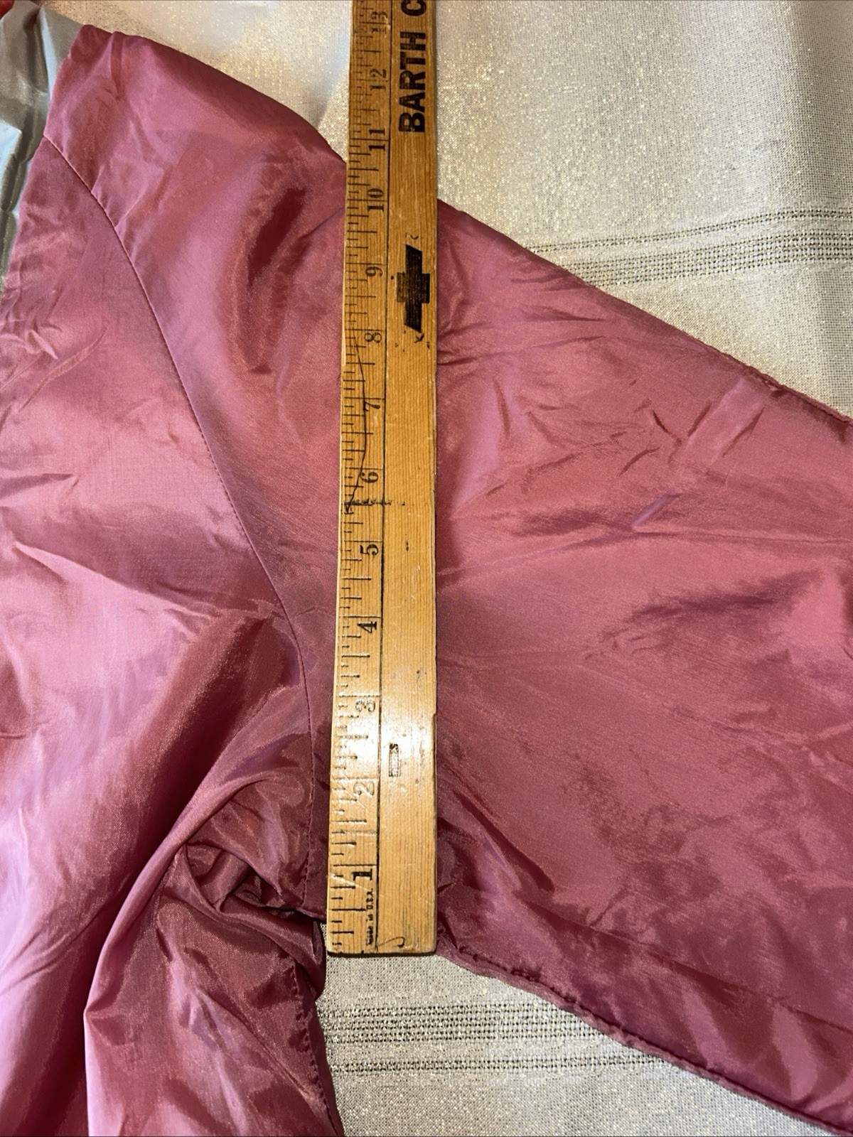 Vintage 60s Long Nylon Rubber Backed Trench Coat Pink Gray Women’s Size 20 1/2