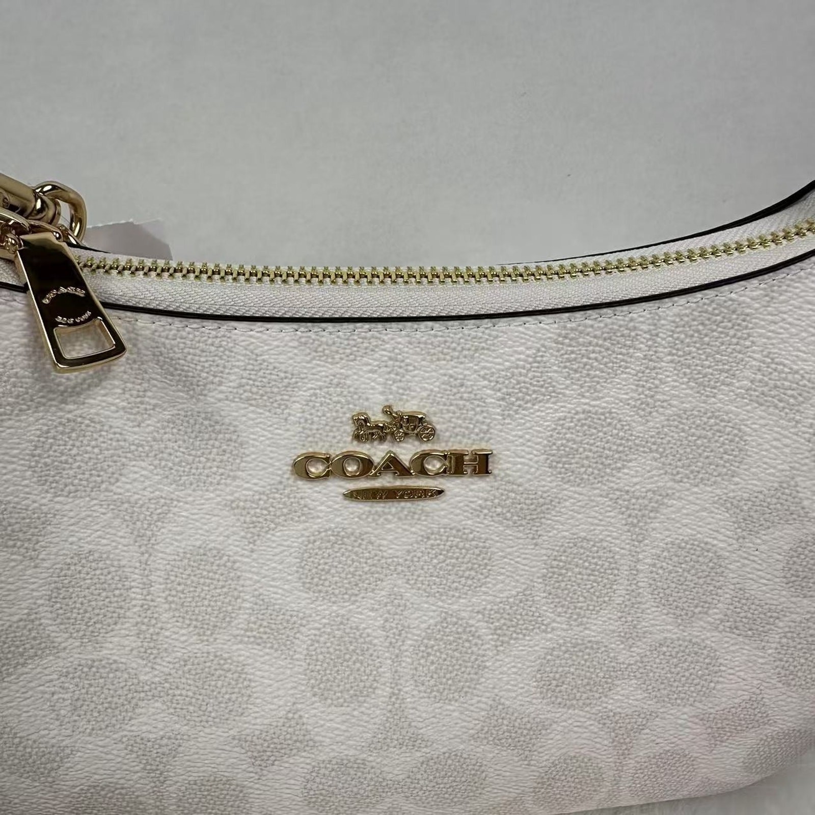 Coach Teri Shoulder Bag In Signature Canvas In Gold/White/Chalk CV933 NWT