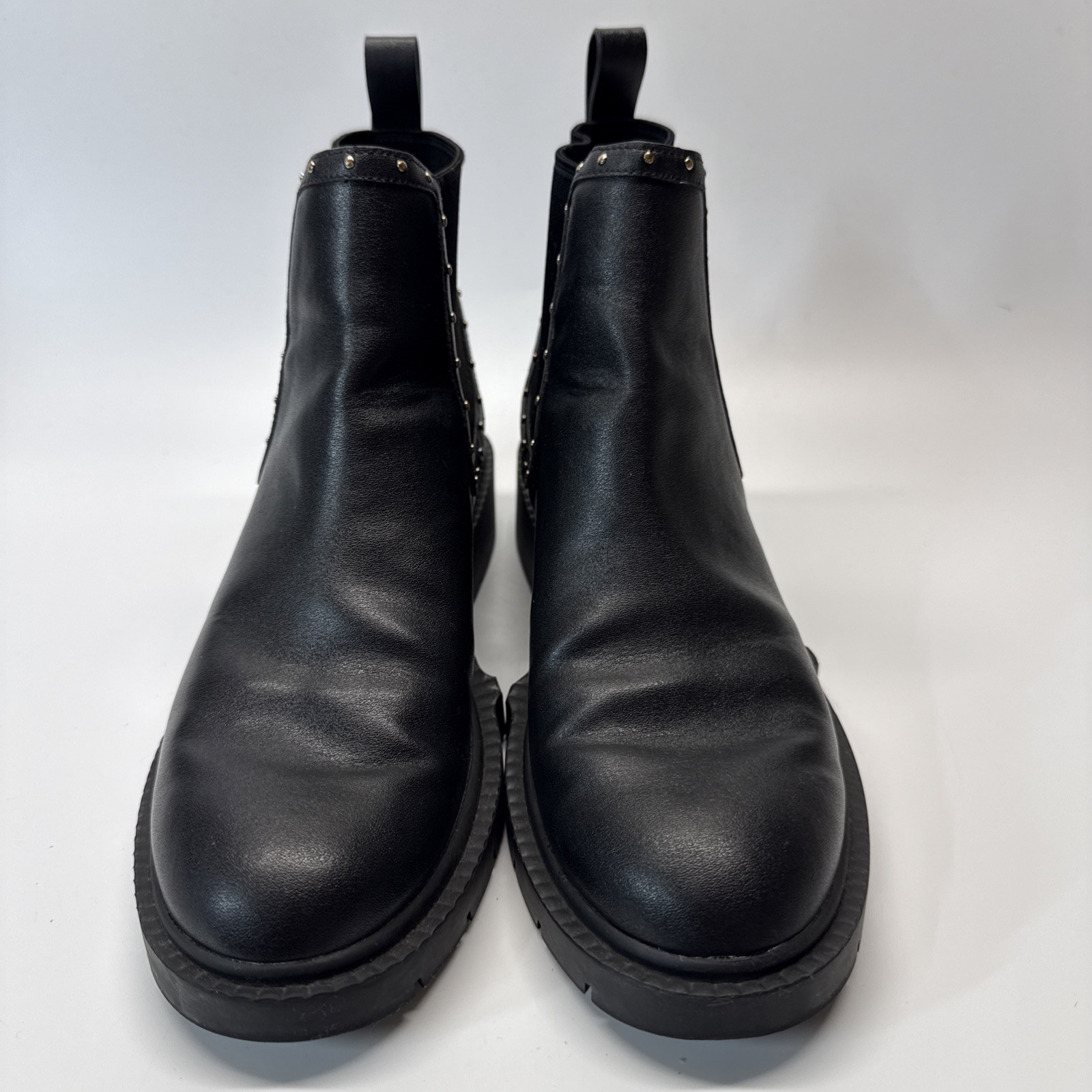 Coach Lory Black Bootie Size 8 Leather Stud Detail Slip On Ankle