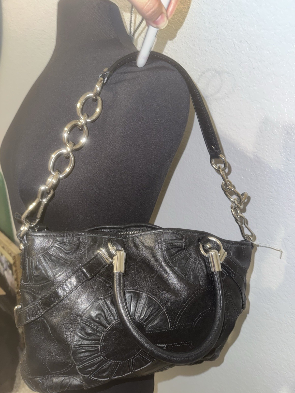 Coach Madison Embellished Leather Sophia Black Satchel Bag 16356